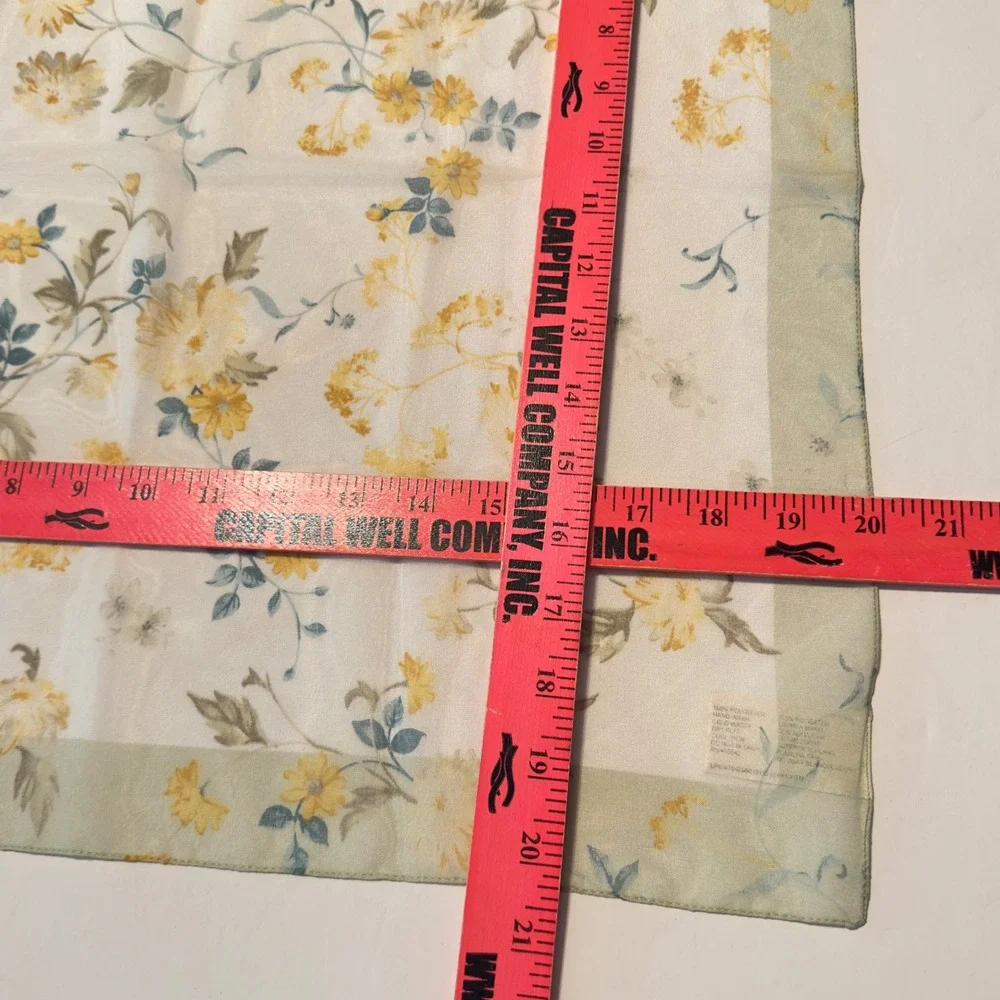 Kathie Lee Collection Floral‎ Square Scarf Yellow Green White Italy VTG Y2K 90s